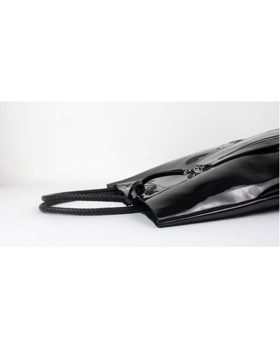 Prada  Enamelled Leather Tote Bag - 6016 Black