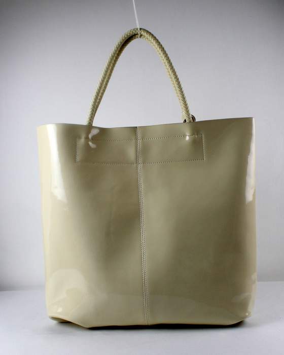 Prada  Enamelled Leather Tote Bag - 6016 Offwhite