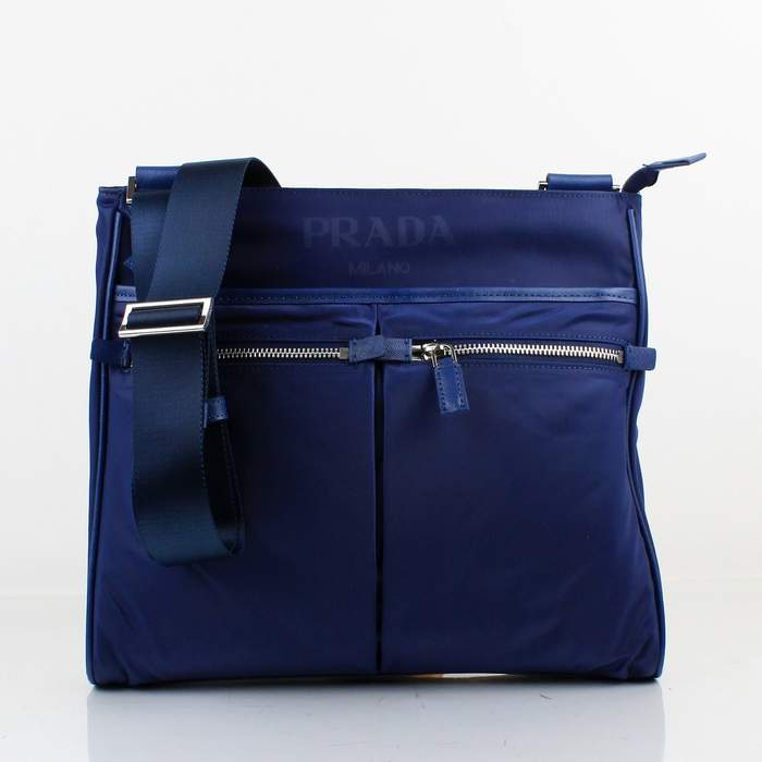 Prada Vela Fabric Messenger Bag BT0220 Blue - Click Image to Close