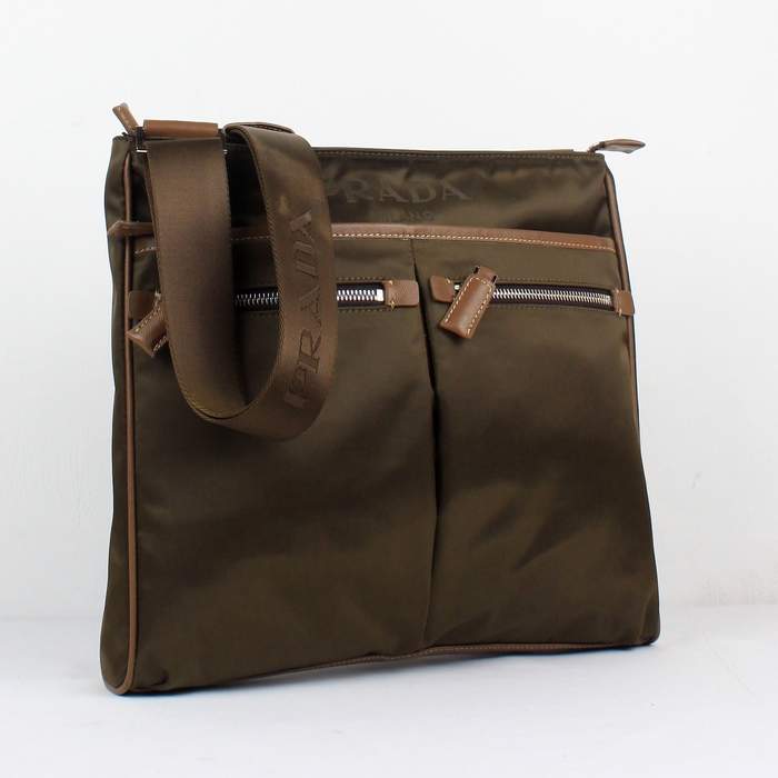 Prada Vela Fabric Messenger Bag BT0220 Coffee - Click Image to Close