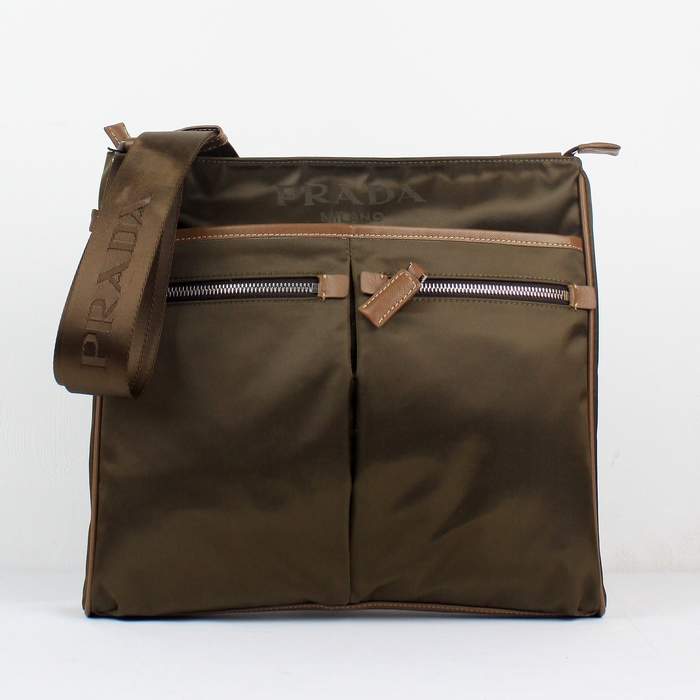 Prada Vela Fabric Messenger Bag BT0220 Coffee