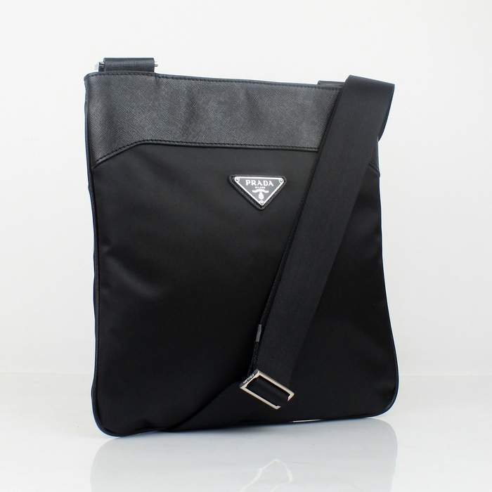Prada Vela Fabric Messenger Bag BT0221 Black - Click Image to Close