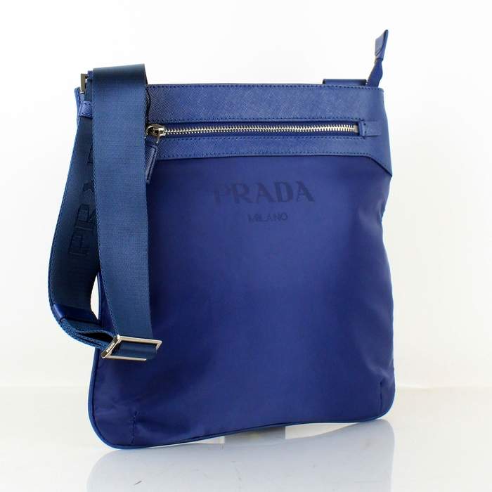Prada Vela Fabric Messenger Bag BT0221 Blue - Click Image to Close