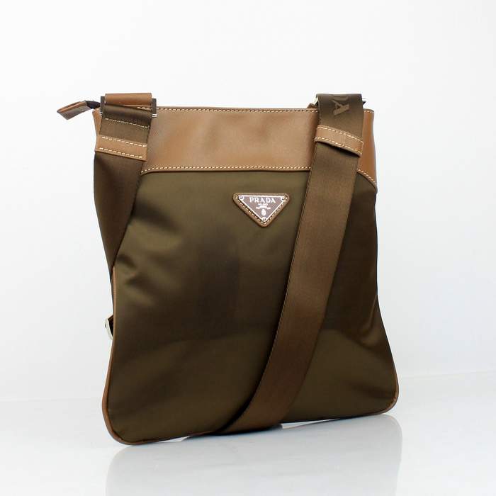 Prada Vela Fabric Messenger Bag BT0221 Coffee