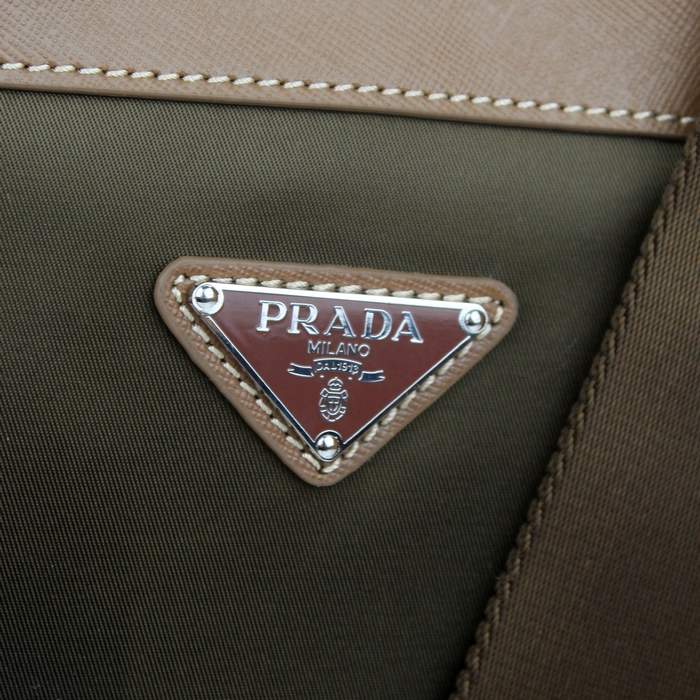 Prada Vela Fabric Messenger Bag BT0221 Coffee - Click Image to Close