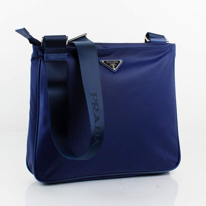 Prada Vela Fabric Messenger Bag BT0251 Blue - Click Image to Close