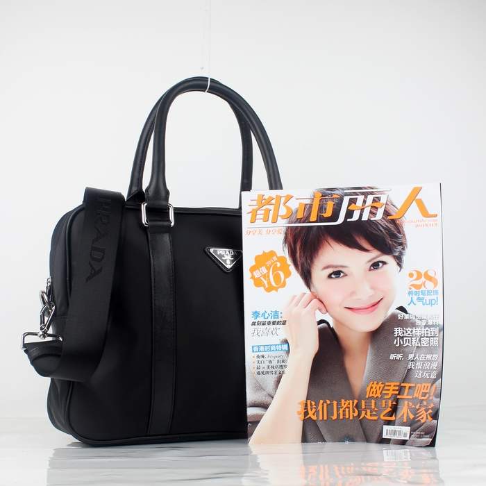 Prada Vela Fabric Handbag 0661 Black