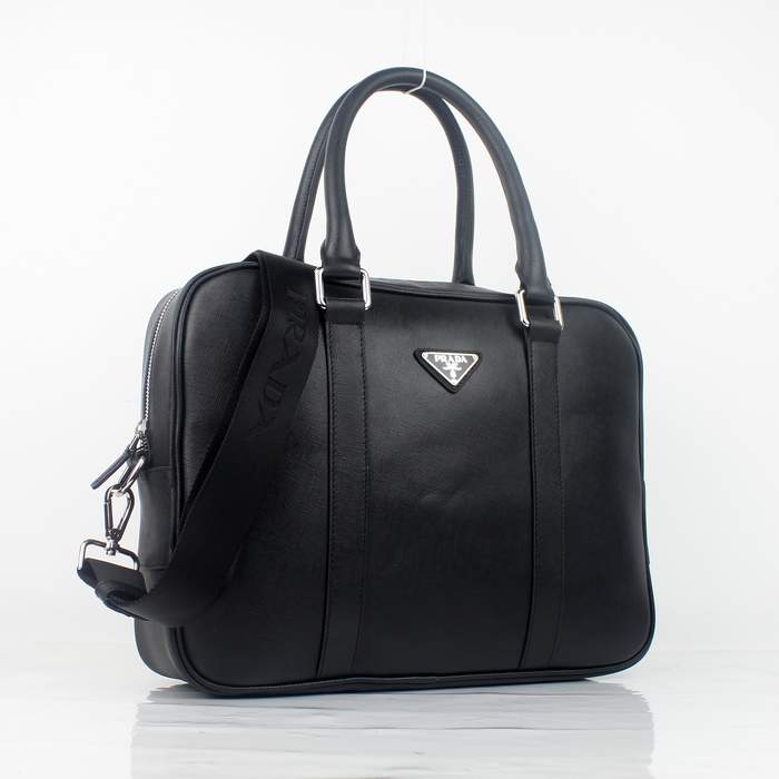 Prada Vela Leather Handbag 0661 Black