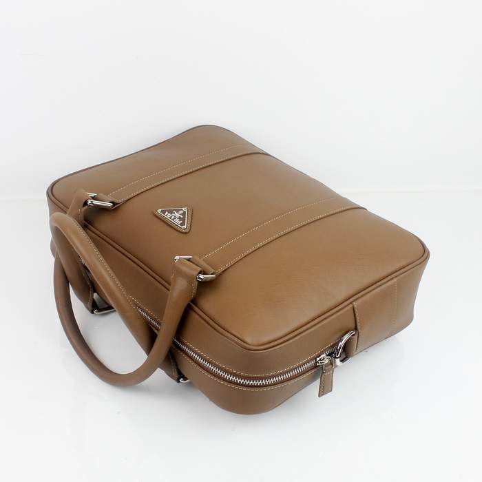 Prada Vela Leather Handbag 0661 Coffee