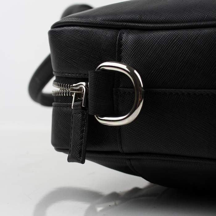 Prada BL0791 Saffiano Calf Leather Top Handle Bag Black - Click Image to Close