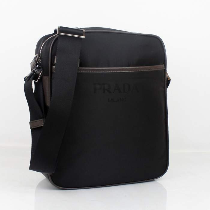Prada Vela Fabric Hobo Bag BT0795 Black - Click Image to Close