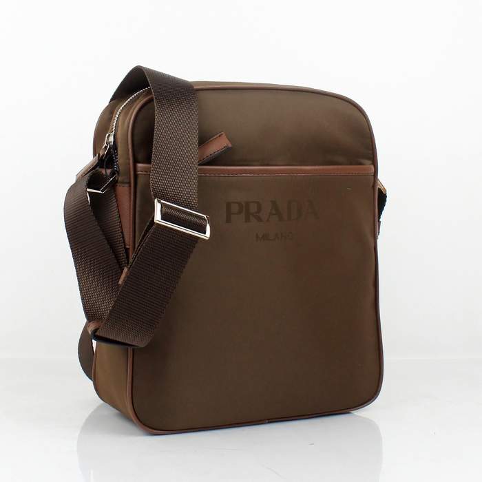 Prada Vela Fabric Hobo Bag BT0795 Brown - Click Image to Close