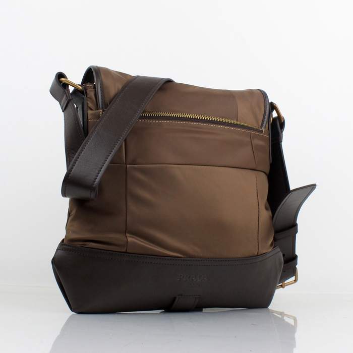 Prada Vela Fabric Flap Bag VA0827 Brown - Click Image to Close