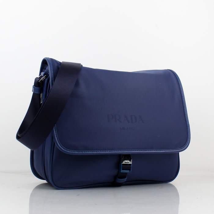 Prada Fabric Messenger Bag V166P Blue - Click Image to Close