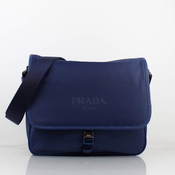 Prada Fabric Messenger Bag V166P Blue