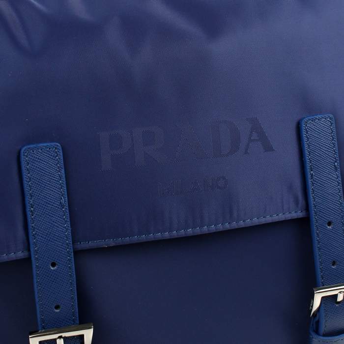 Prada Vela Flap Bag BT6671 Blue - Click Image to Close