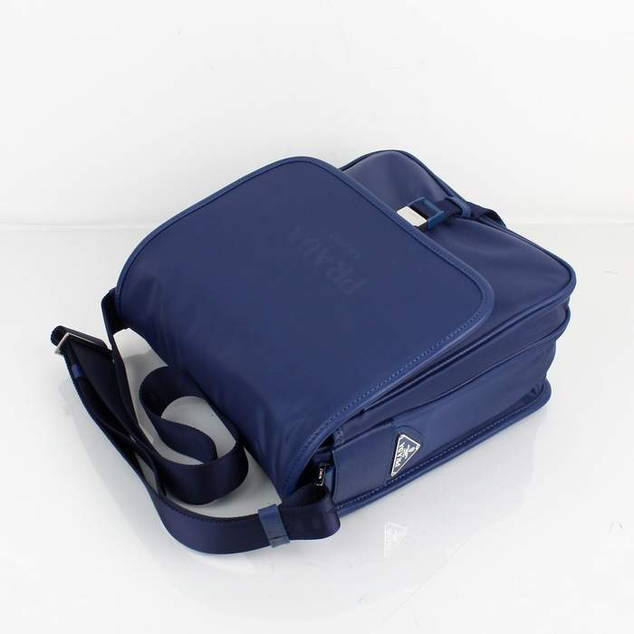 Prada Fabric Messenger Bag V166 Blue - Click Image to Close