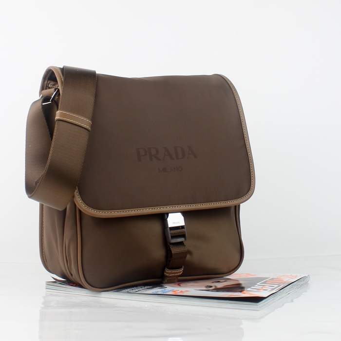 Prada Fabric Messenger Bag V166 Coffee