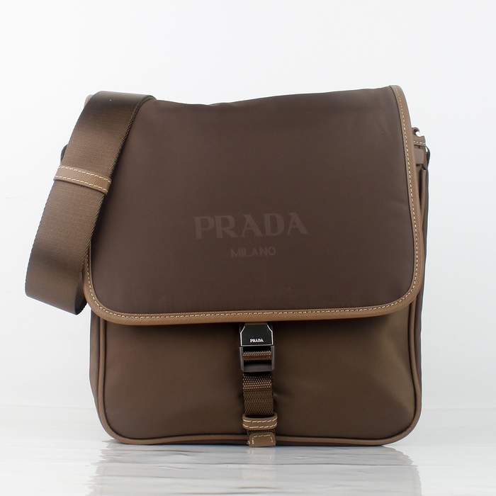 Prada Fabric Messenger Bag V166 Coffee - Click Image to Close