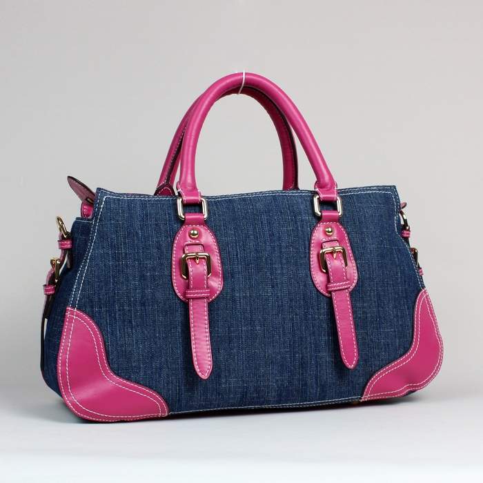 Prada denim with leather handbag PRD6040 Red