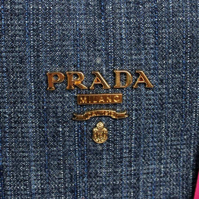 Prada denim with leather handbag PRD6040 Red - Click Image to Close