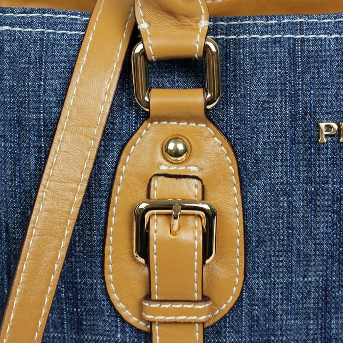 Prada denim with leather handbag PRD6040 Apricot - Click Image to Close