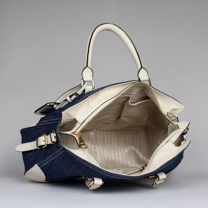 Prada denim with leather handbag PRD6040 Offwhite