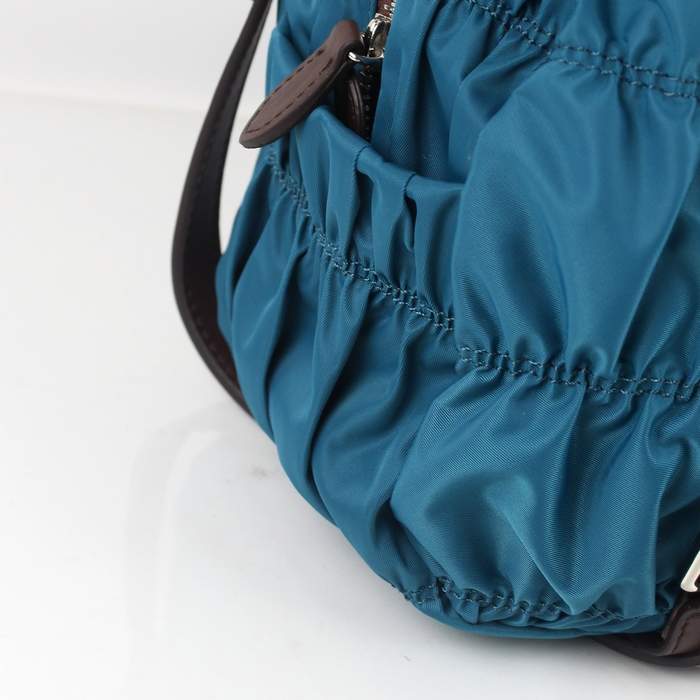Prada Nylon Jacquard Top Handle Bag Bordeaux BN0397 Blue - Click Image to Close