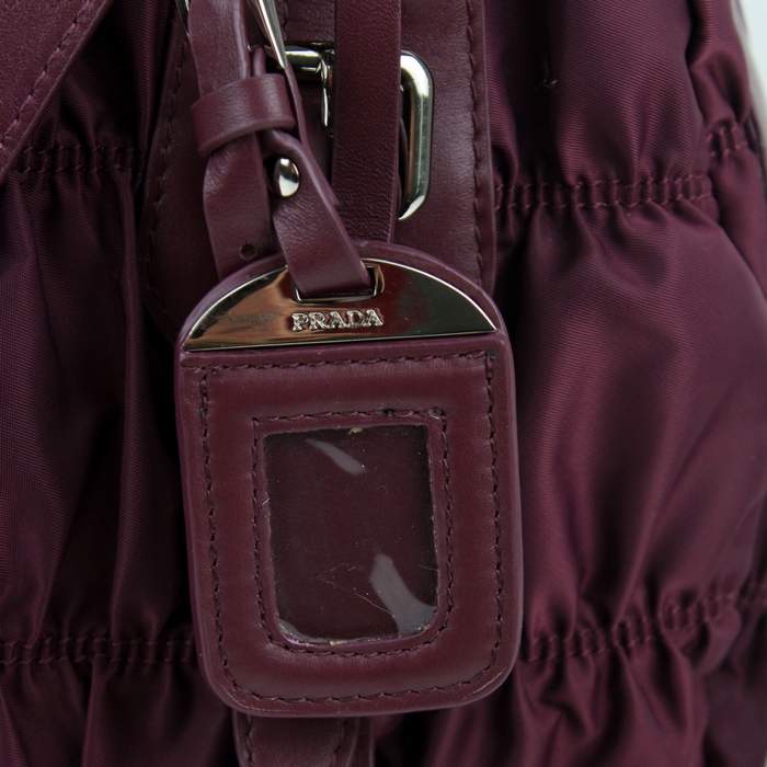 Prada Nylon Jacquard Top Handle Bag Bordeaux BN0397 Red - Click Image to Close