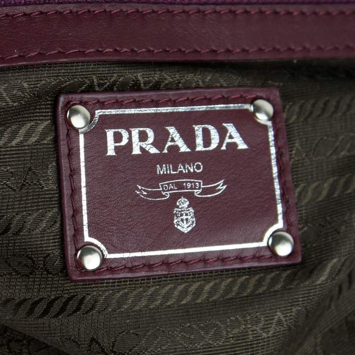 Prada Nylon Jacquard Top Handle Bag Bordeaux BN0397 Red - Click Image to Close