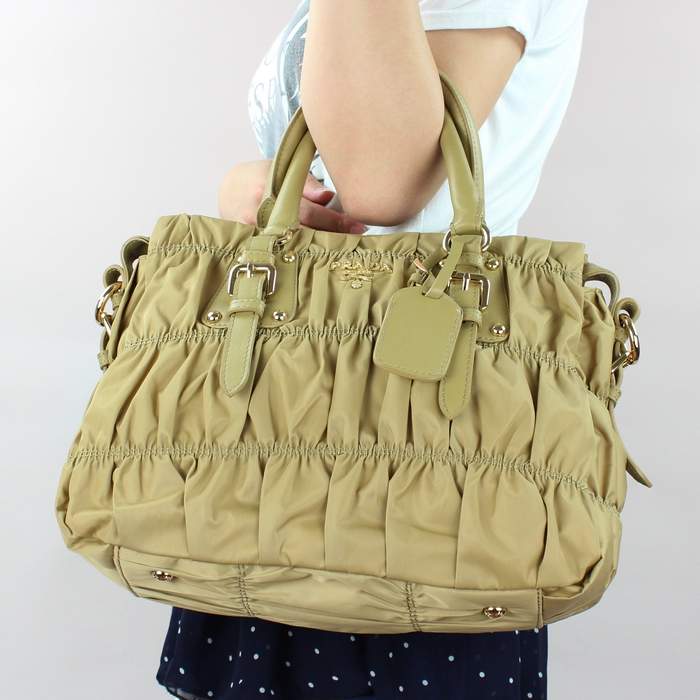 Prada Gaufre Fabric Top Handle Bag BN1336A Apricot