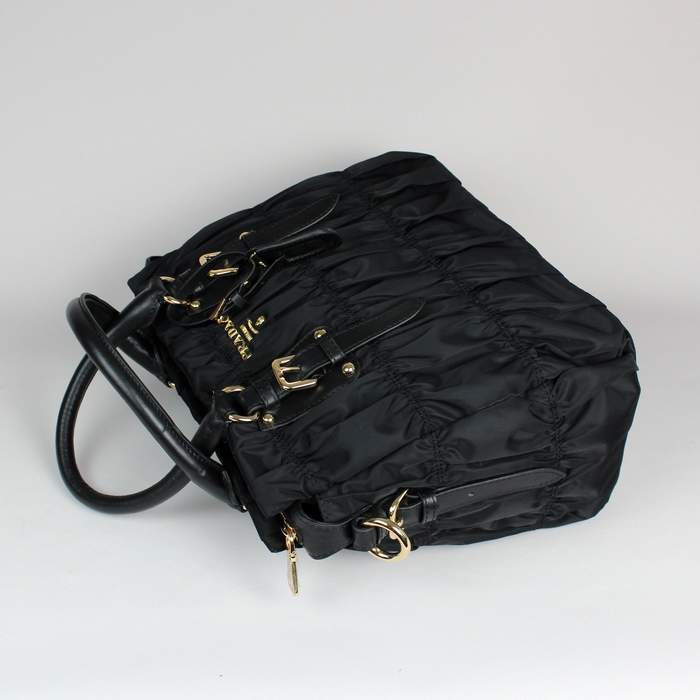 Prada Gaufre Fabric Top Handle Bag BN1336A Black - Click Image to Close