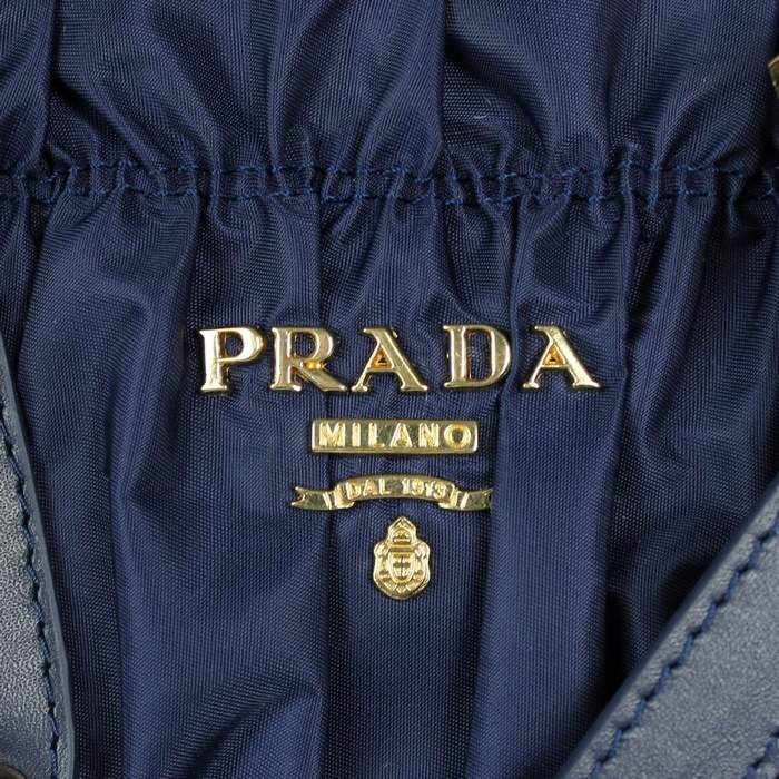 Prada Gaufre Fabric Top Handle Bag BN1336A Blue - Click Image to Close