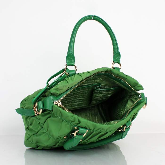 Prada Gaufre Fabric Top Handle Bag BN1336A Green