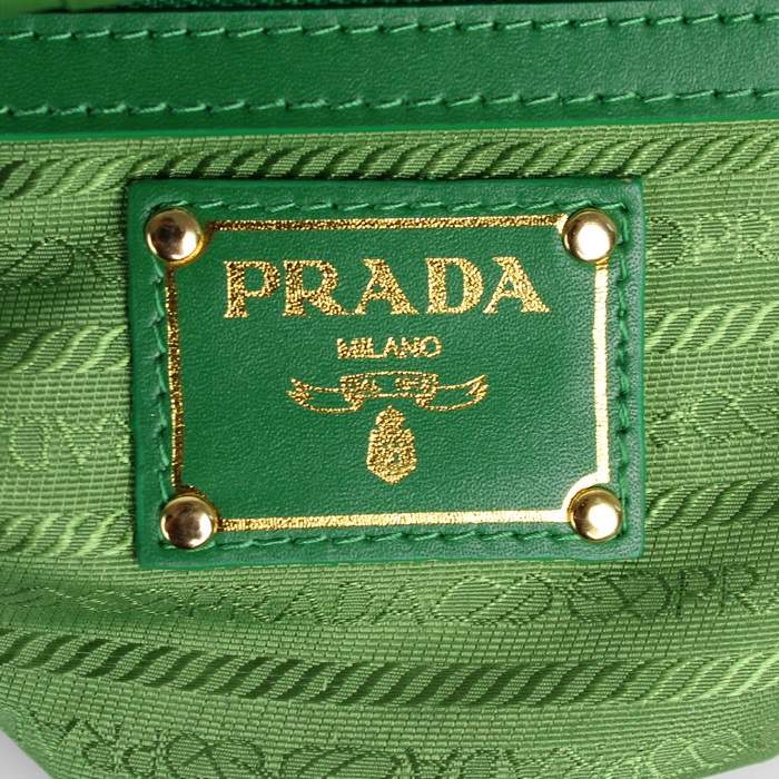 Prada Gaufre Fabric Top Handle Bag BN1336A Green - Click Image to Close