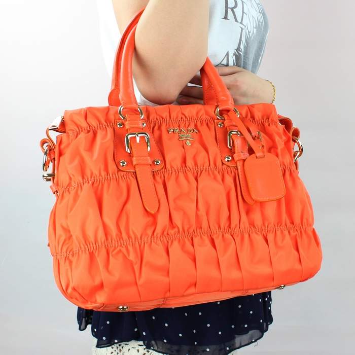 Prada Gaufre Fabric Top Handle Bag BN1336A Orange