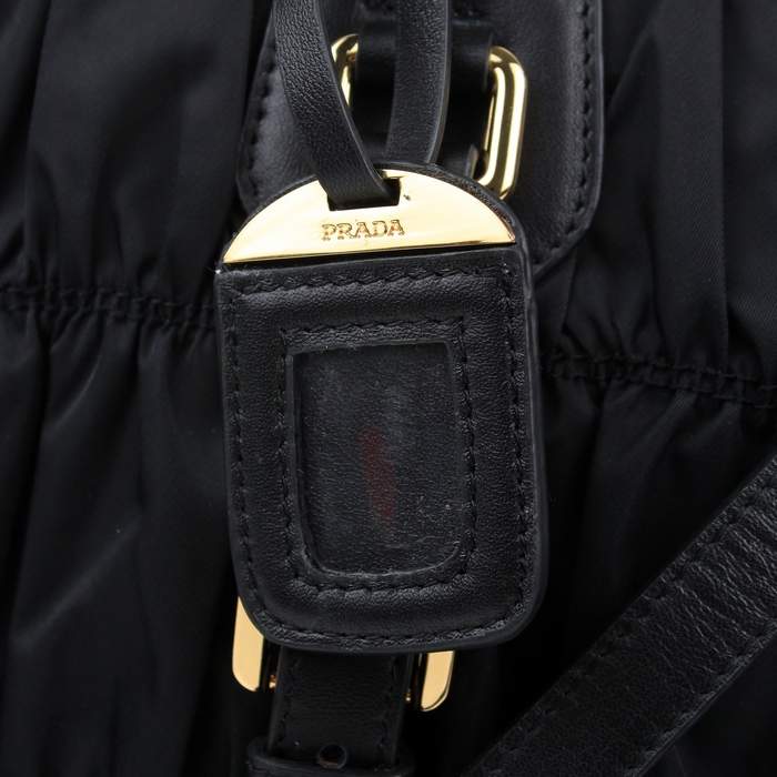 Prada Gaufre Fabric Top Handle Bag BN1336 Black