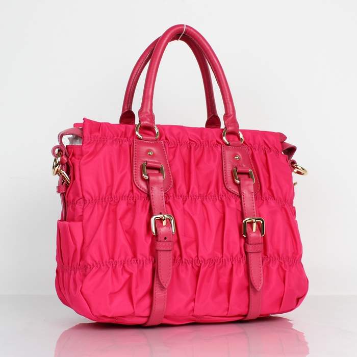 Prada Gaufre Fabric Top Handle Bag BN1336 Peach - Click Image to Close