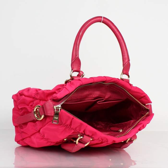 Prada Gaufre Fabric Top Handle Bag BN1336 Peach - Click Image to Close