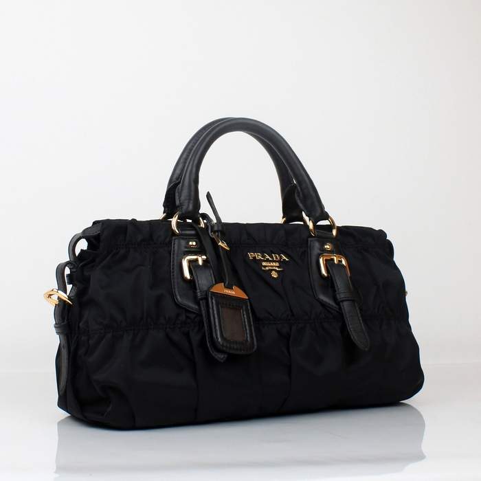 Prada Gaufre Fabric Top Handle Bag BN1407 Black