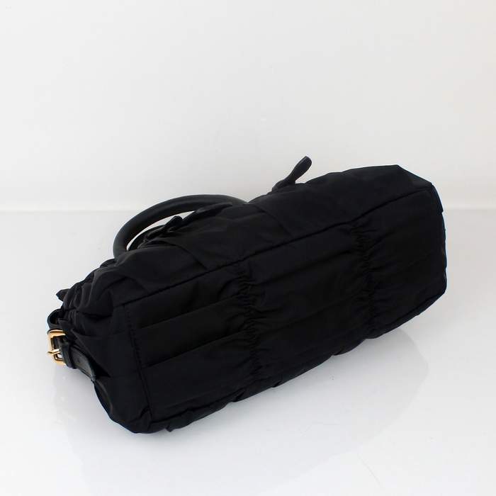 Prada Gaufre Fabric Top Handle Bag BN1407 Black - Click Image to Close