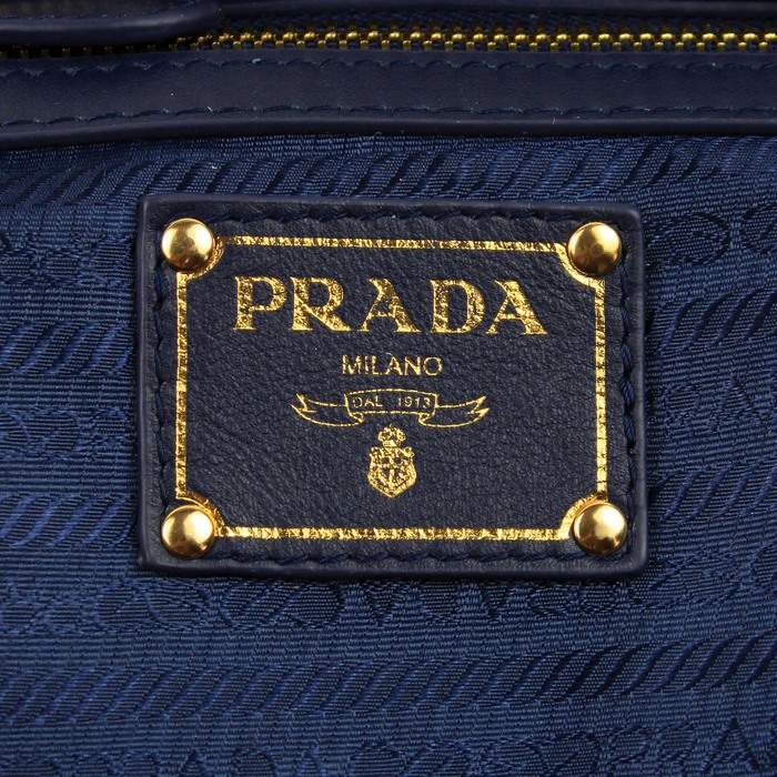 Prada Gaufre Fabric Top Handle Bag BN1407 Dark Blue