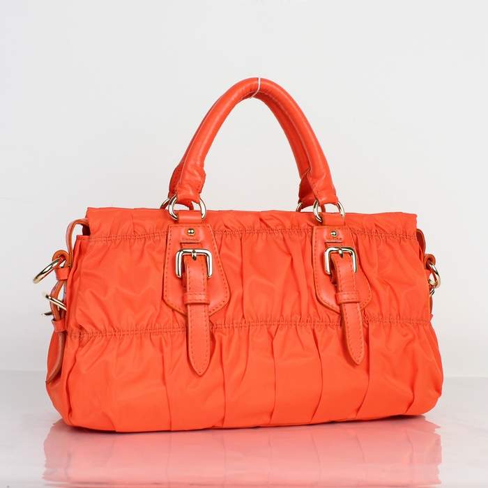Prada Gaufre Fabric Top Handle Bag BN1407 Orange