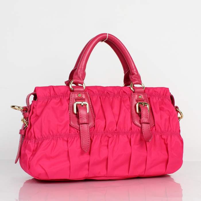 Prada Gaufre Fabric Top Handle Bag BN1407 Peach - Click Image to Close