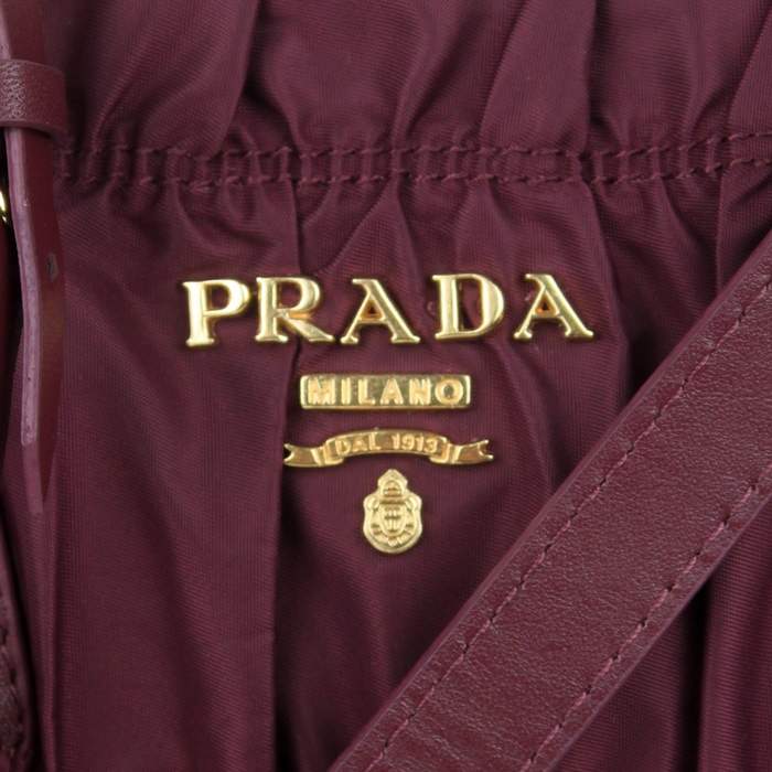 Prada Gaufre Fabric Top Handle Bag BN1407 Red - Click Image to Close