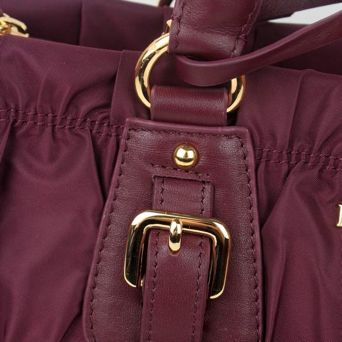 Prada Gaufre Fabric Top Handle Bag BN1407 Red - Click Image to Close
