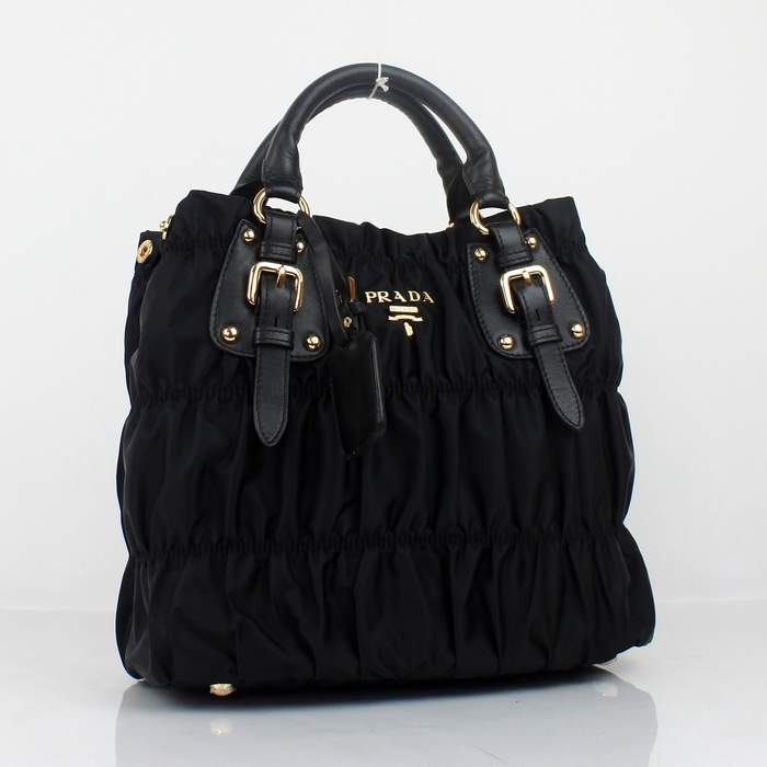 Prada Gaufre Fabric Tote Bags BN1792 Black - Click Image to Close