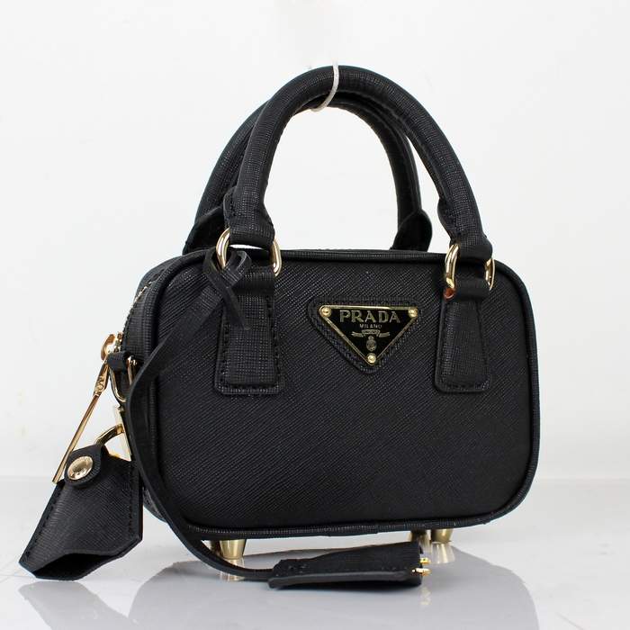 2012 new arrivs Prada Saffiano leather mini bag - BL0705 Black - Click Image to Close