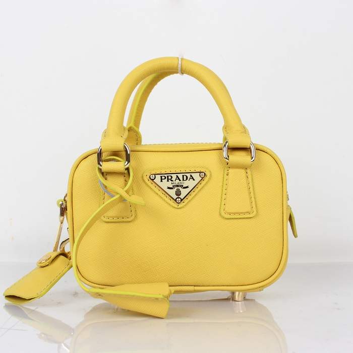 2012 new arrivs Prada Saffiano leather mini bag - BL0705 Yellow - Click Image to Close