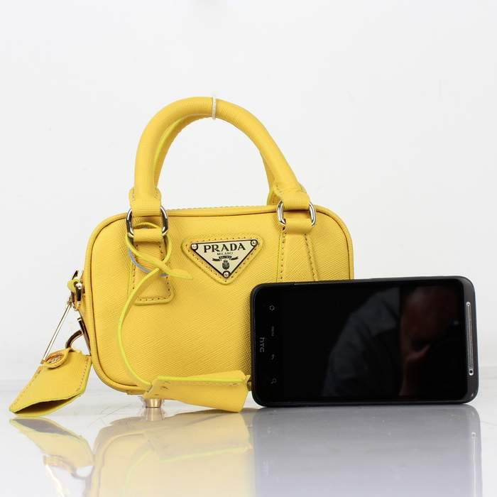 2012 new arrivs Prada Saffiano leather mini bag - BL0705 Yellow